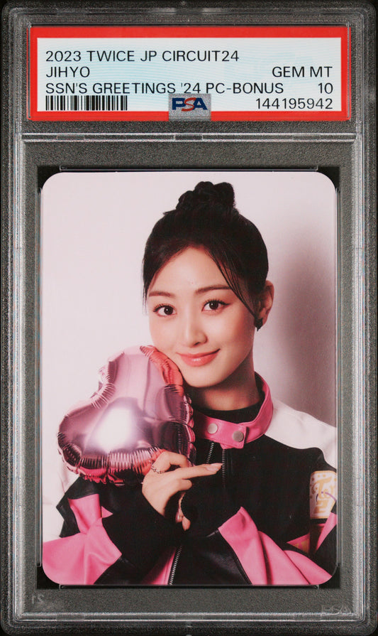 JIHYO TWICE JP CIRCUIT 24 SEASON'S GREETINGS 2024 BONUS PHOTOCARD GEM MINT PSA 10