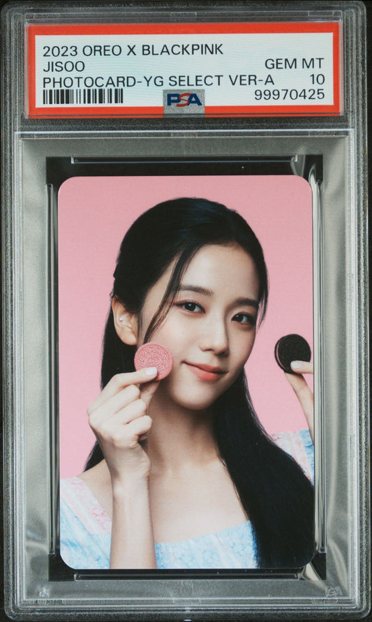 JISOO 2023 OREO X BLACKPINK YG SELECT EXCLUSIVE PHOTOCARD VERSION A GEM MINT PSA 10