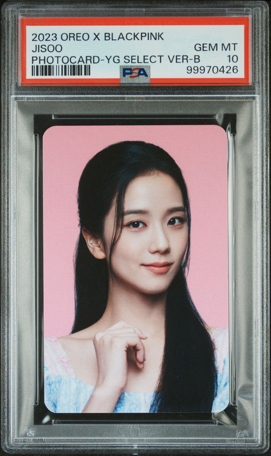JISOO 2023 OREO X BLACKPINK YG SELECT EXCLUSIVE PHOTOCARD VERSION B GEM MINT PSA 10