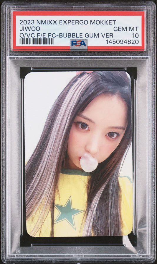 JIWOO NMIXX 1ST EP EXPERGO MOKKET VIDEO CALL & OFF-LINE FANSIGN EVENT BUBBLE GUM VER. GEM MINT PSA 10