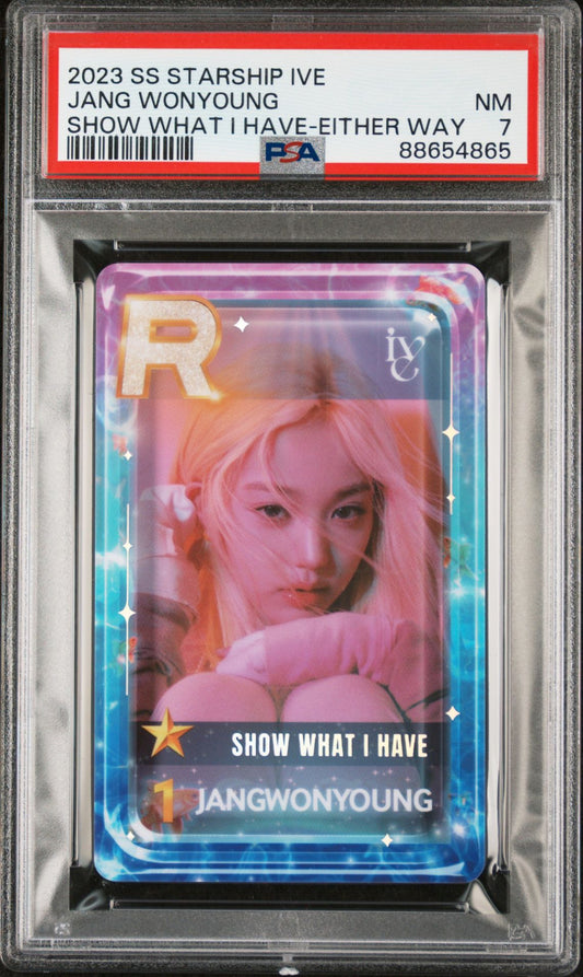 2023 SS STARSHIP IVE JANG WONYOUNG SHOW WHAT I HAVE-EITHER WAY PHOTOCARD NEAR MINT PSA 7