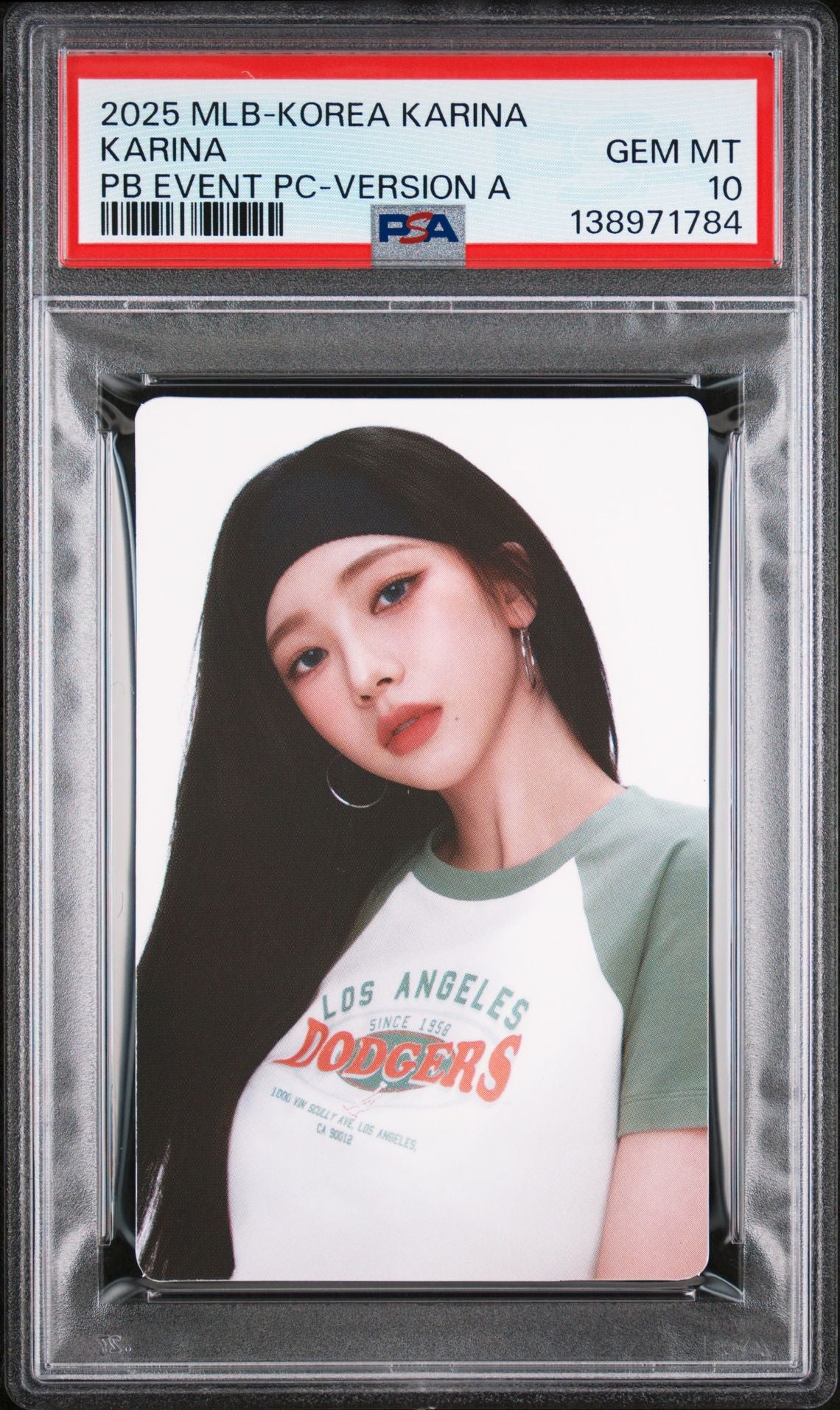 KARINA 2025 MLB-KOREA KARINA PURCHASE BONUS EVENT PHOTOCARD VERSION A GEM MINT PSA 10