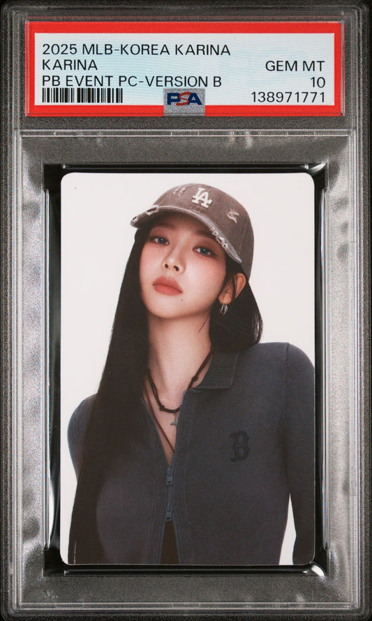 KARINA 2025 MLB-KOREA PURCHASE BONUS EVENT PHOTOCARD VERSION B GEM MINT PSA 10