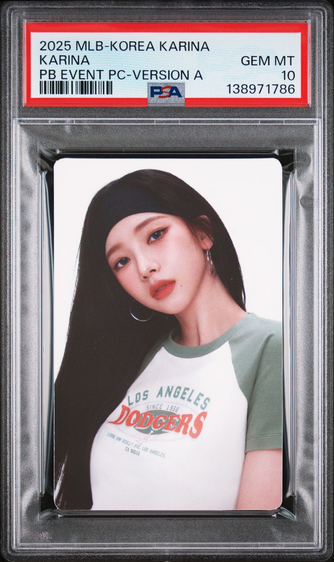 KARINA 2025 MLB KOREA KARINA PURCHASE BONUS EVENT PHOTOCARD VERSION A GEM MINT PSA 10 
