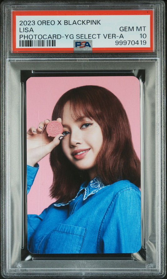 LISA 2023 OREO X BLACKPINK YG SELECT EXCLUSIVE PHOTOCARD VERSION A GEM MINT PSA 10