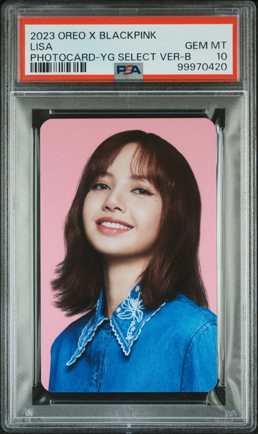 LISA 2023 OREO X BLACKPINK YG SELECT EXCLUSIVE PHOTOCARD VERSION B GEM MINT PSA 10