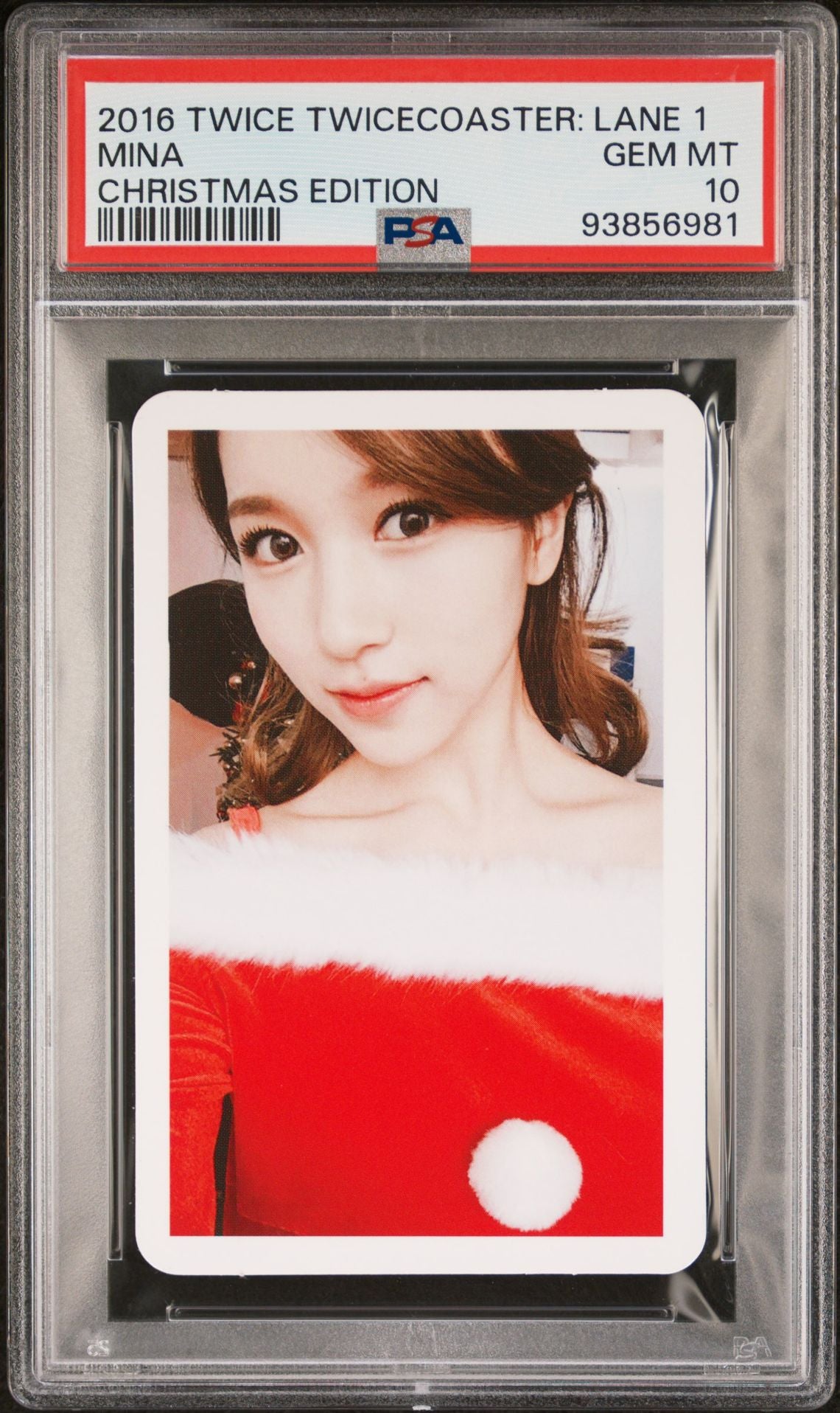MINA CHRISTMAS EDITION PHOTOCARD 2016 TWICE TWICECOASTER: LANE 1 PHOTOCARD GEM MINT PSA 10 
