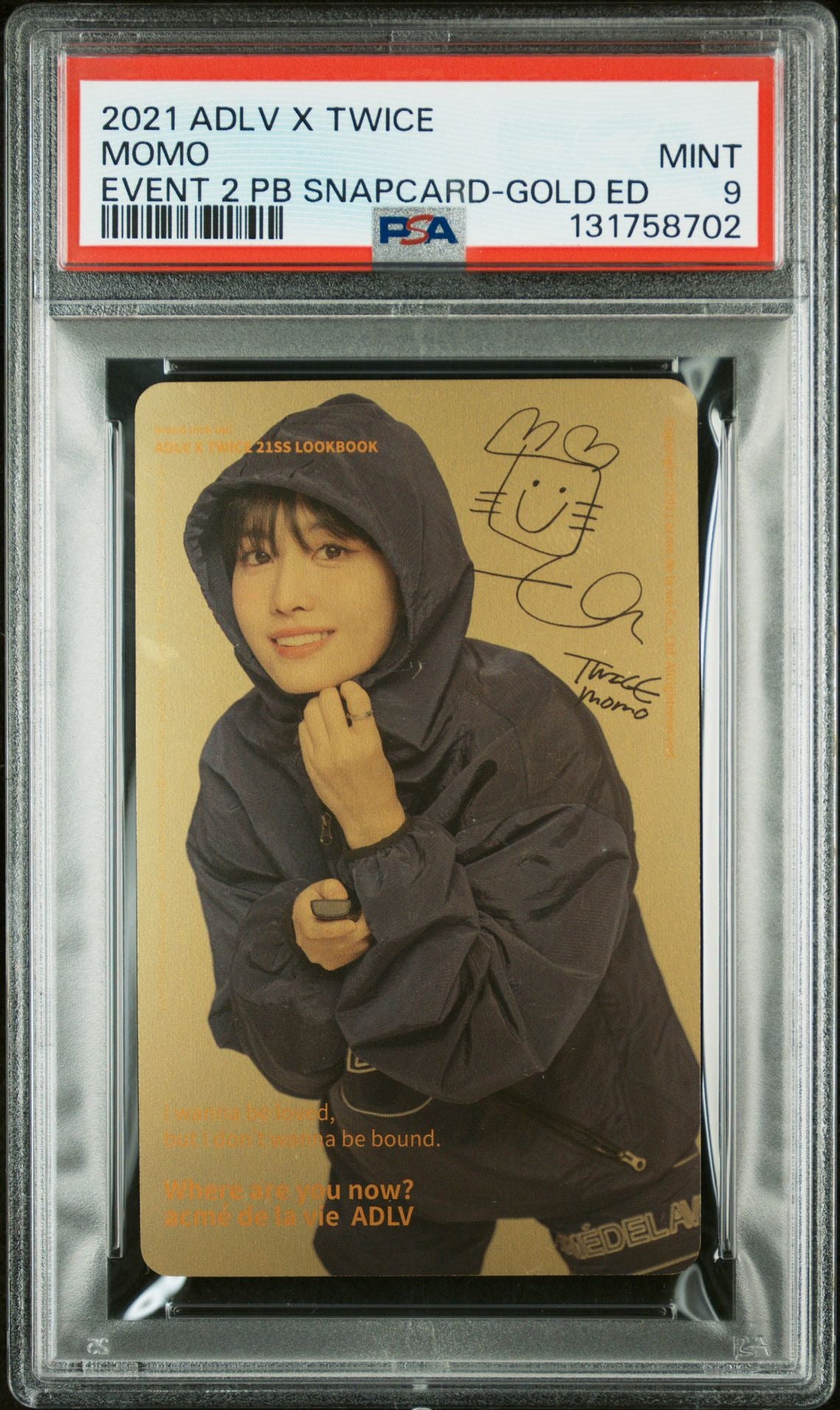 MOMO TWICE 2021 ADLV X TWICE EVENT 2 PURCHASE BONUS-GOLD EDITION MINT PSA 9