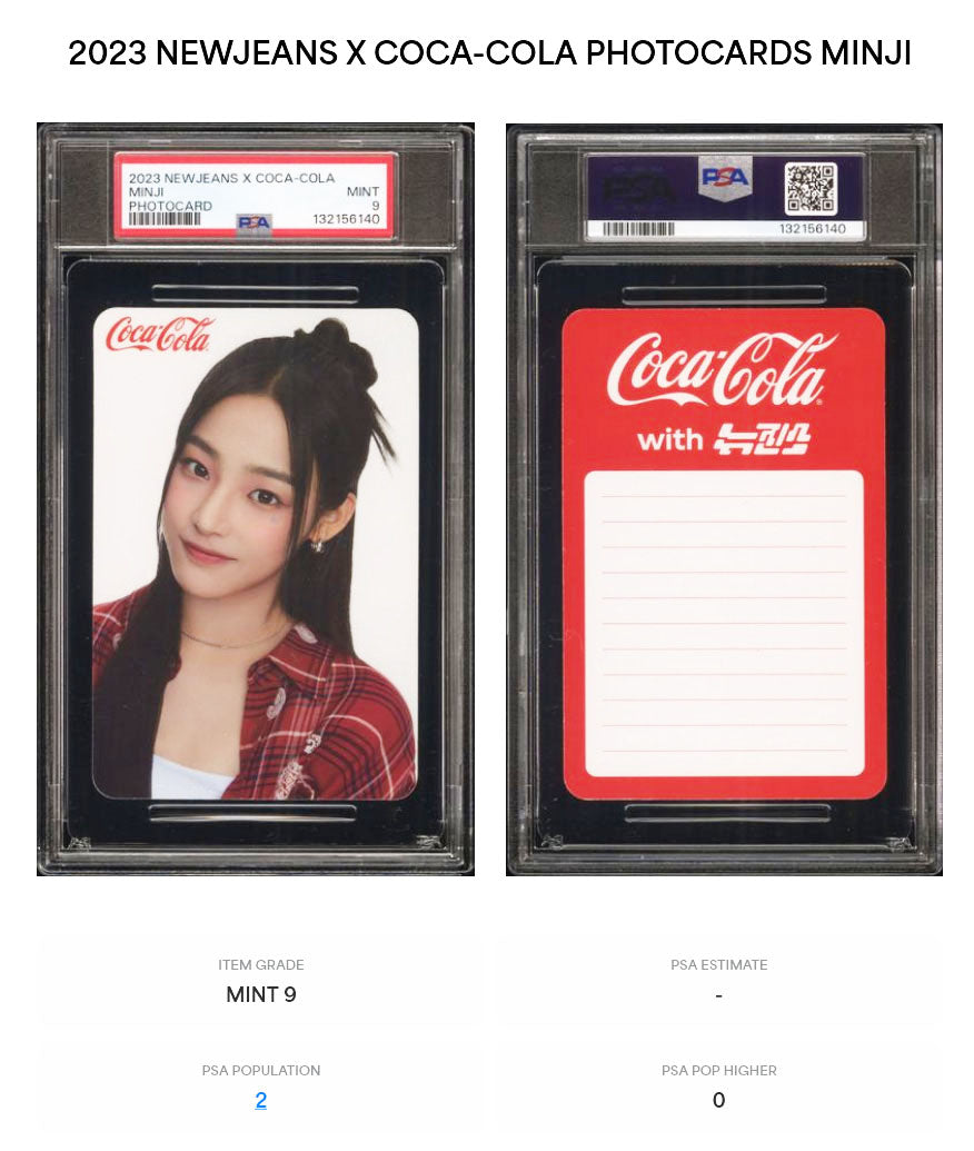 MINJI 2023 NEWJEANS X COCA-COLA PHOTOCARDS MINT PSA 9