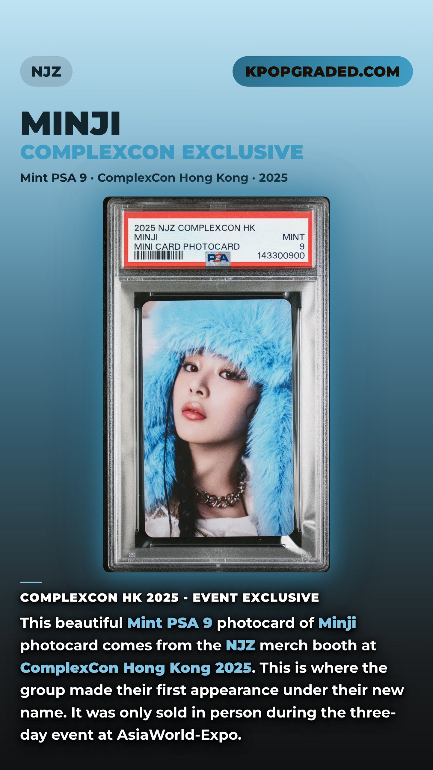 MINJI NJZ 2025 COMPLEXCON HONG KONG EVENT PHOTOCARD MINT PSA 9