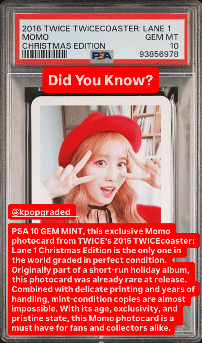 MOMO 2016 TWICE TWICECOASTER: LANE 1 CHRISTMAS EDITION PHOTOCARD PSA GEM MINT 10