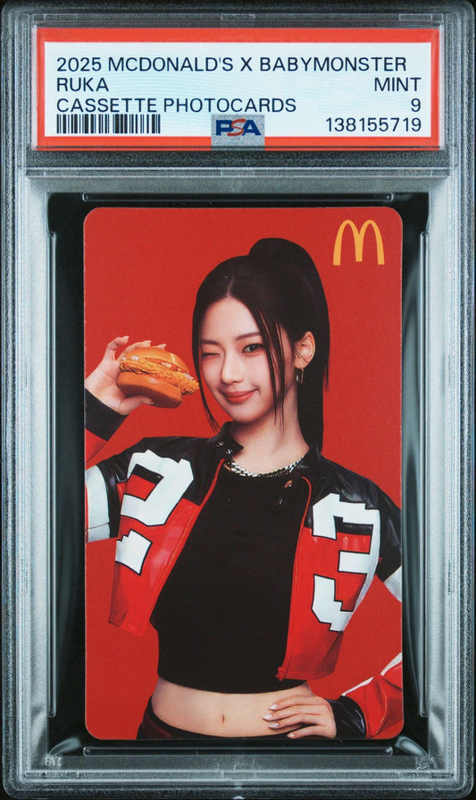 RUKA MCDONALD'S X BABYMONSTER CASSETTE PHOTOCARD MINT PSA 9