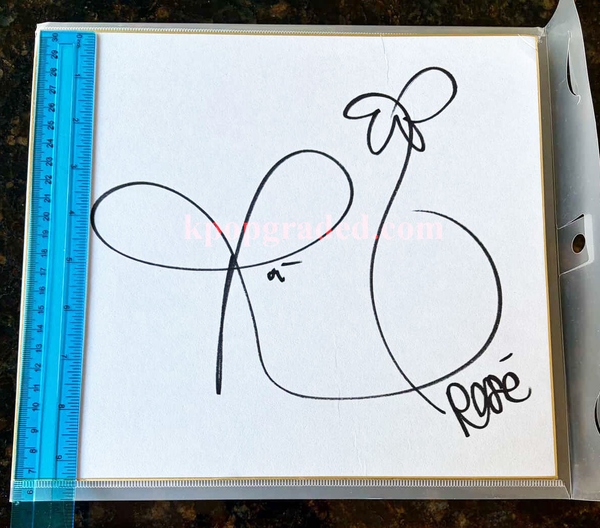 ROSÉ BLACKPINK "ON THE GROUND" LINE MUSIC WINNER HAND-SIGNED AUTOGRAPHED COLOR PAPER