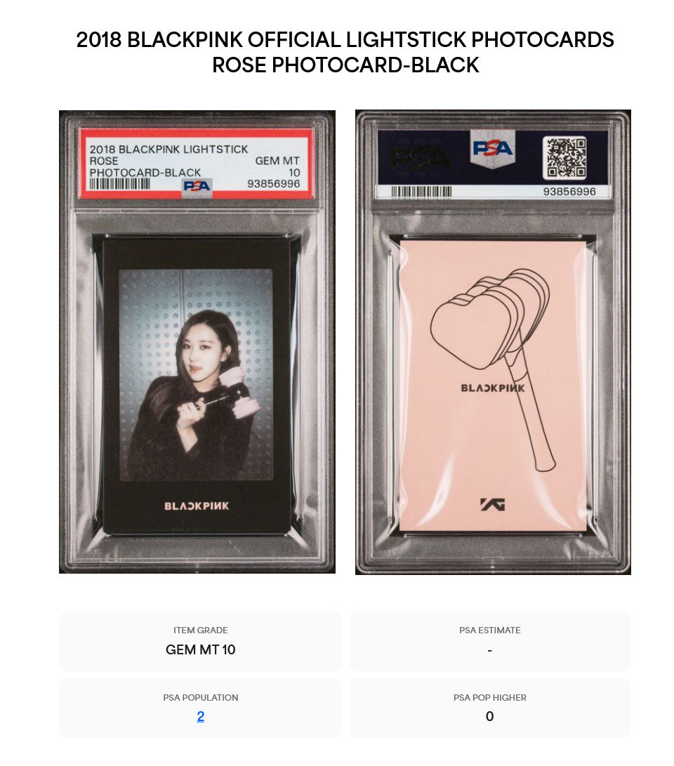 2018 BLACKPINK LIGHTSTICK BLACK VERSION ROSE PHOTOCARD GEM MINT