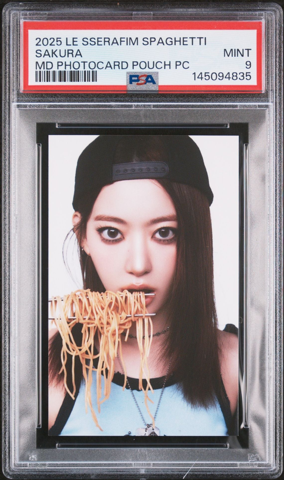 SAKURA 2025 LE SSERAFIM 1ST SINGLE ALBUM SPAGHETTI OFFICIAL MERCHANDISE POUCH PHOTOCARD MINT PSA 9