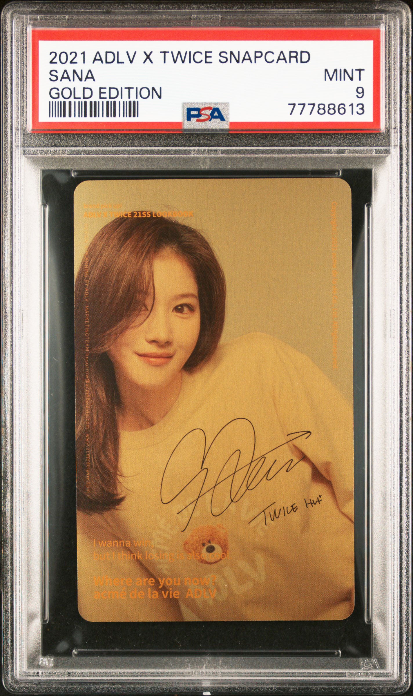 SANA GOLD EDITION 2021 ACME DE LA VIE ADLV X TWICE EVENT 2 PURCHASE BONUS SNAPCARD GEM MINT PSA 9