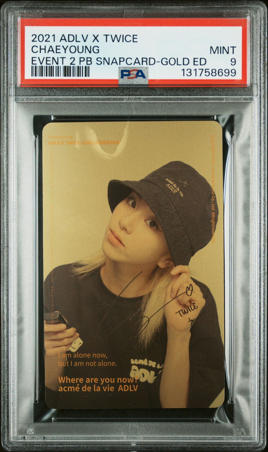 TWICE CHAEYOUNG 2021 ADLV X TWICE EVENT 2 PURCHASE BONUS-GOLD EDITION MINT PSA 9