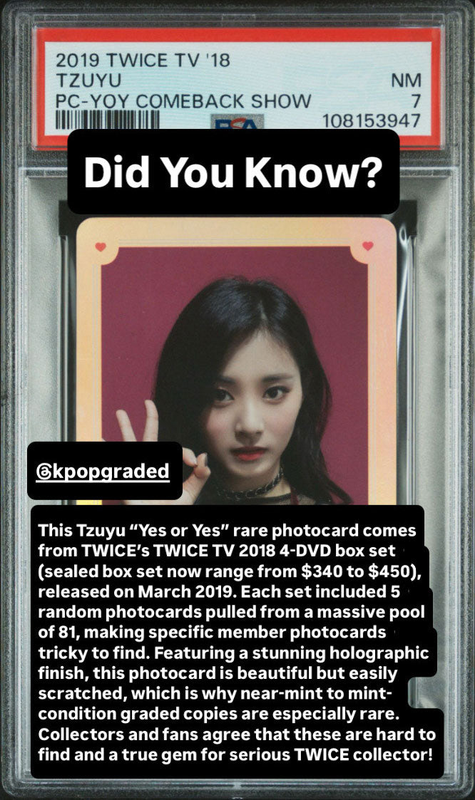 TZUYU 2019 TWICE TV 2018 PHOTOCARDS YES OR YES COMEBACK SHOW NEAR MINT PSA 7
