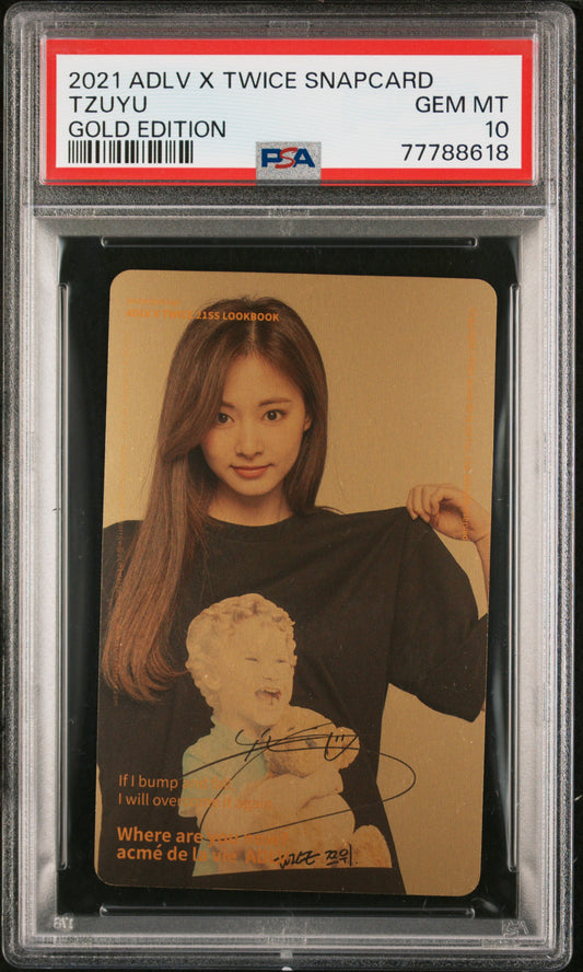 TZUYU 2021 TWICE ADLV GOLD EDITION PHOTOCARD GEM MINT PSA 10