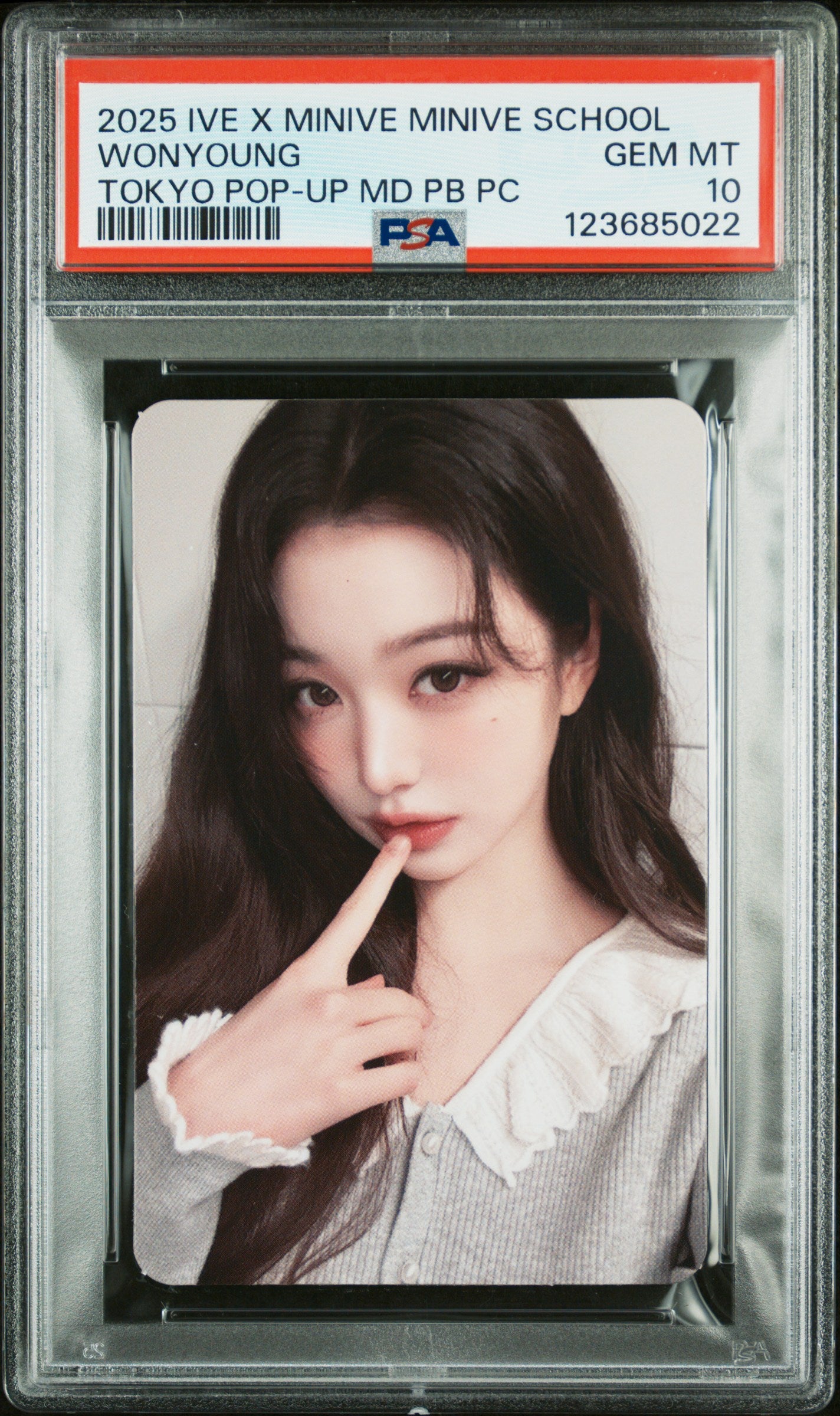 WONYOUNG 2025 IVE X MINIVE MINIVE SCHOOL POP-UP STORE IN TOKYO OFFICIAL MERCHANDISE PURCHASE BONUS PHOTOCARD GEM MINT PSA 10