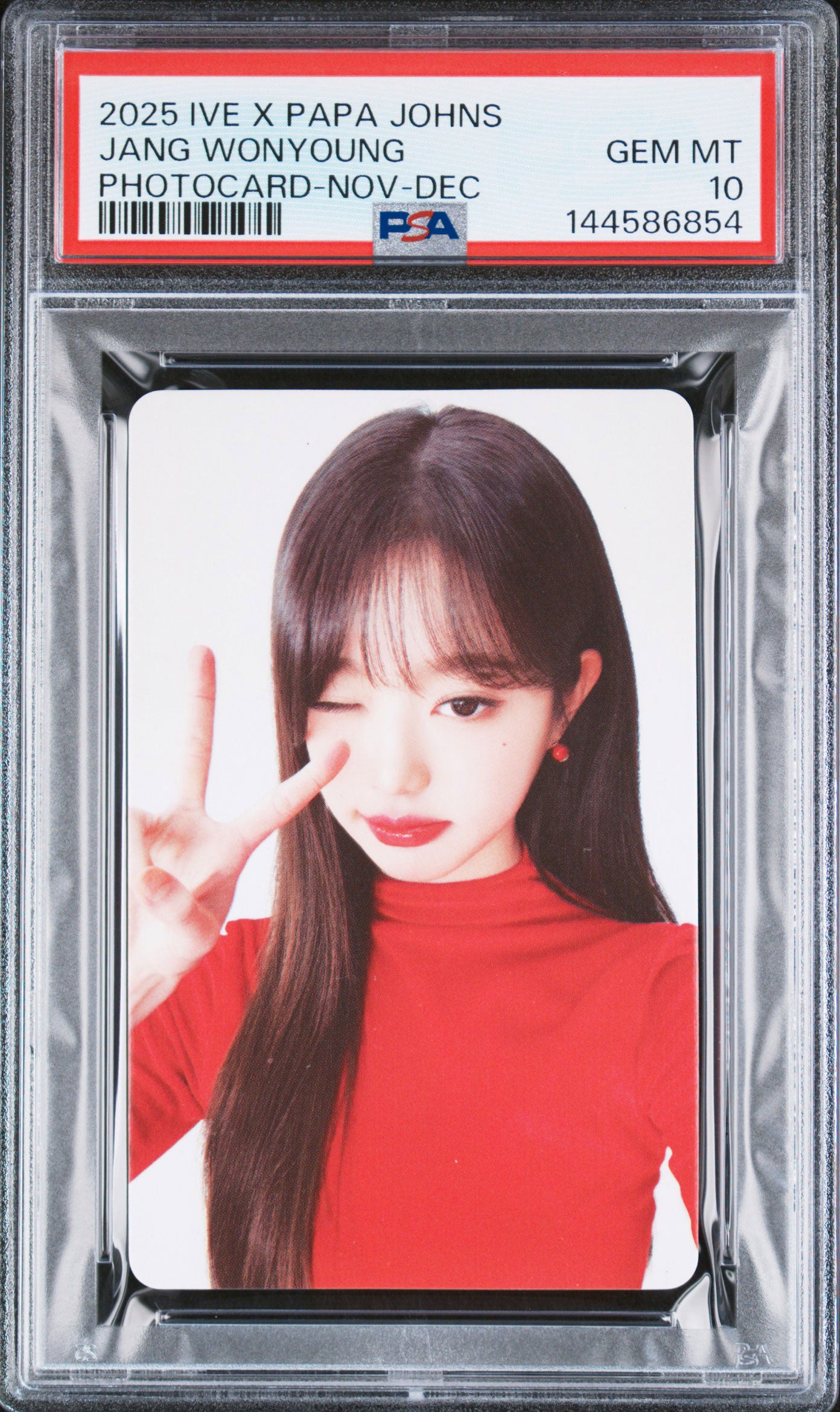WONYOUNG IVE X PAPA JOHNS LIMITED EDITION PHOTOCARD NOVEMBER-DECEMBER 2025 GEM MINT PSA 10