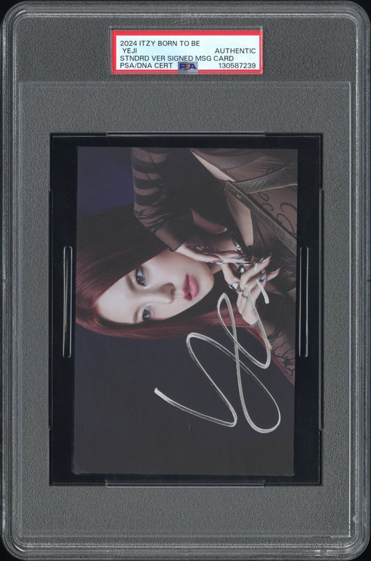 YEJI 2024 ITZY 8TH MINI ALBUM BORN TO BE SIGNED MESSAGE CARDS PSA/DNA AUTHENTICATED 