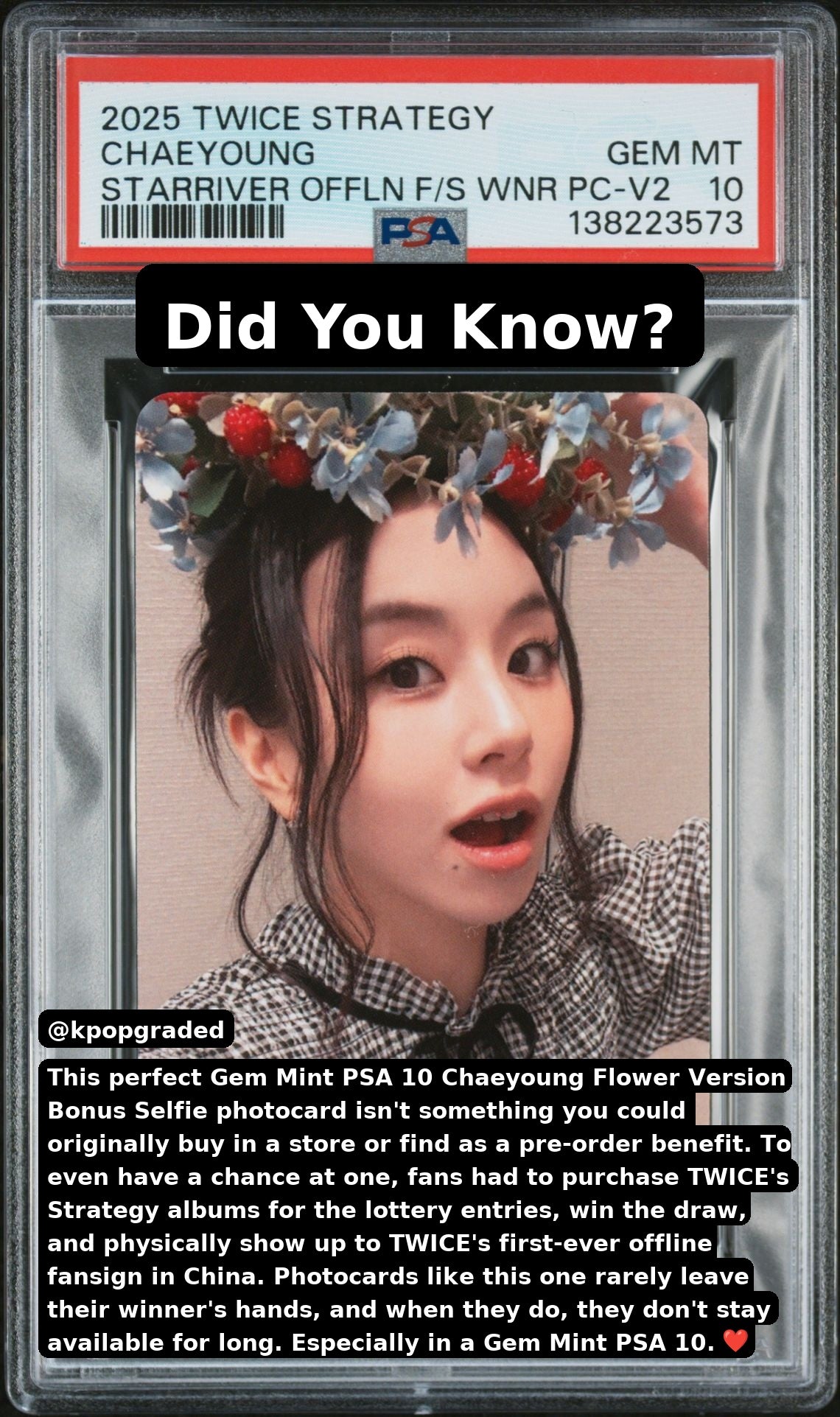 CHAEYOUNG 2025 TWICE 14TH MINI ALBUM STRATEGY STARRIVER OFFLINE FANSIGN WINNER BONUS SELFIE PHOTOCARDS VERSION 2 GEM MINT PSA 10