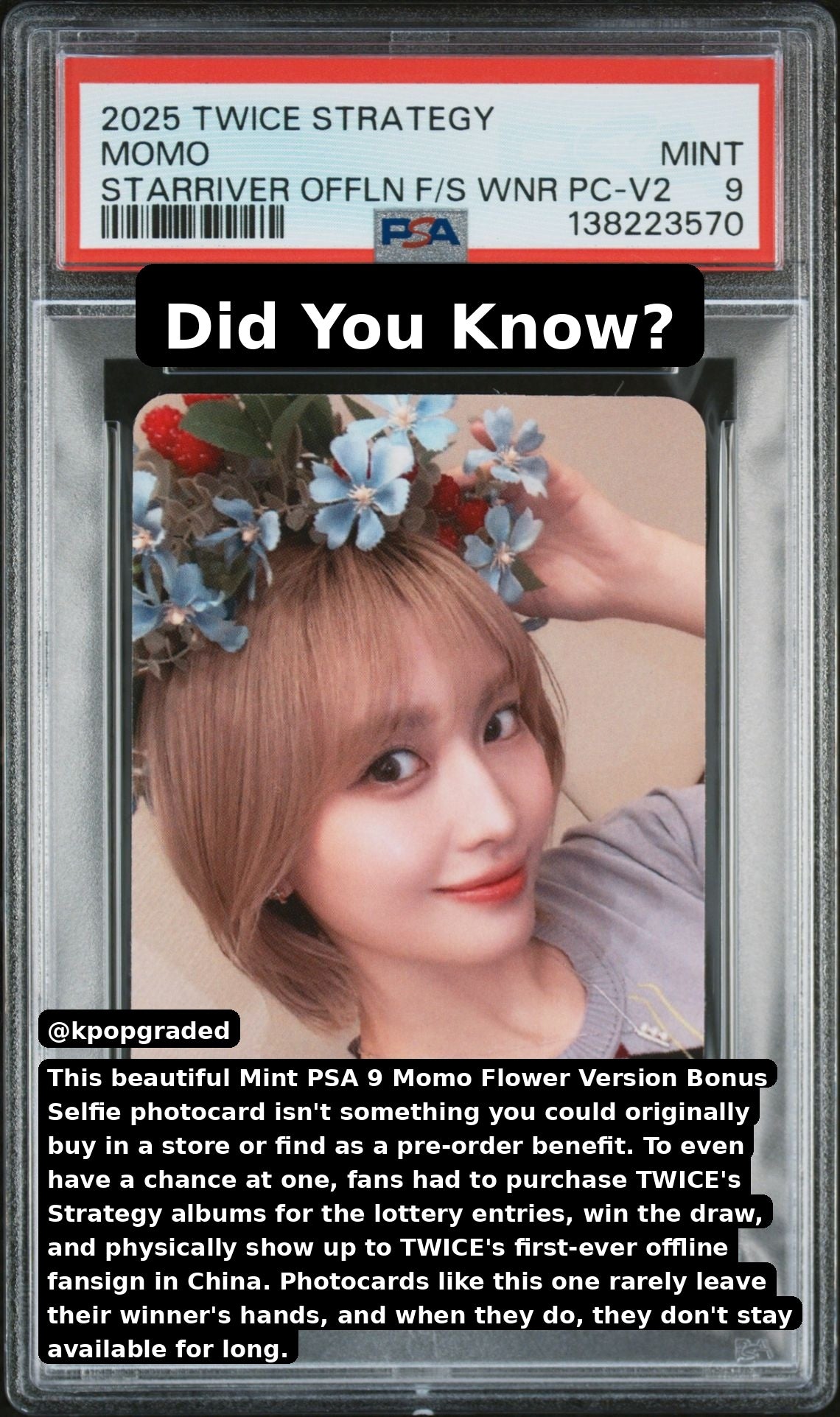 MOMO 2025 TWICE 14TH MINI ALBUM STRATEGY STARRIVER OFFLINE FANSIGN WINNER BONUS SELFIE PHOTOCARDS VERSION 2 MINT PSA 9