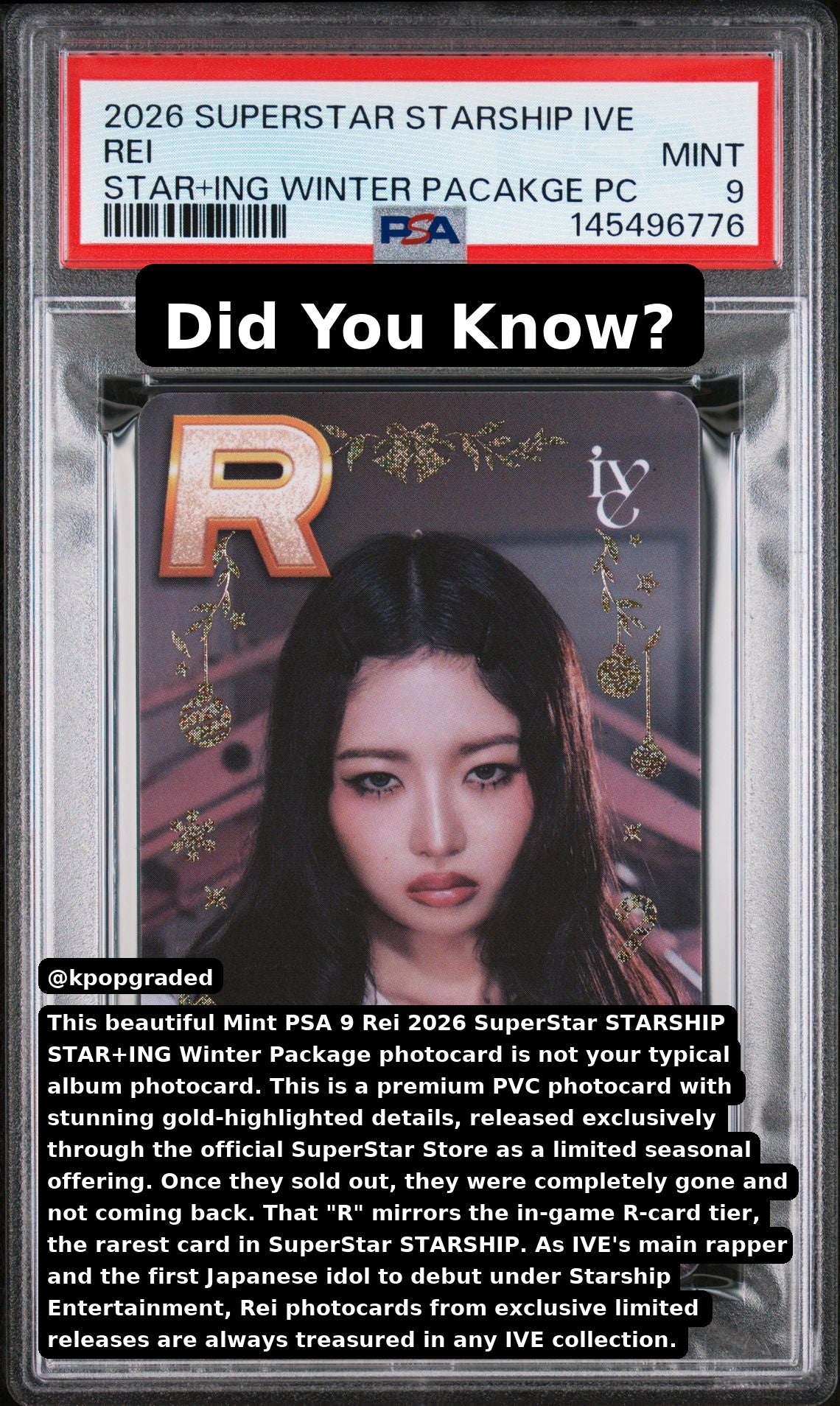 REI 2026 SUPERSTAR STARSHIP IVE STAR+ING WINTER PACKAGE PHOTOCARD MINT PSA 9