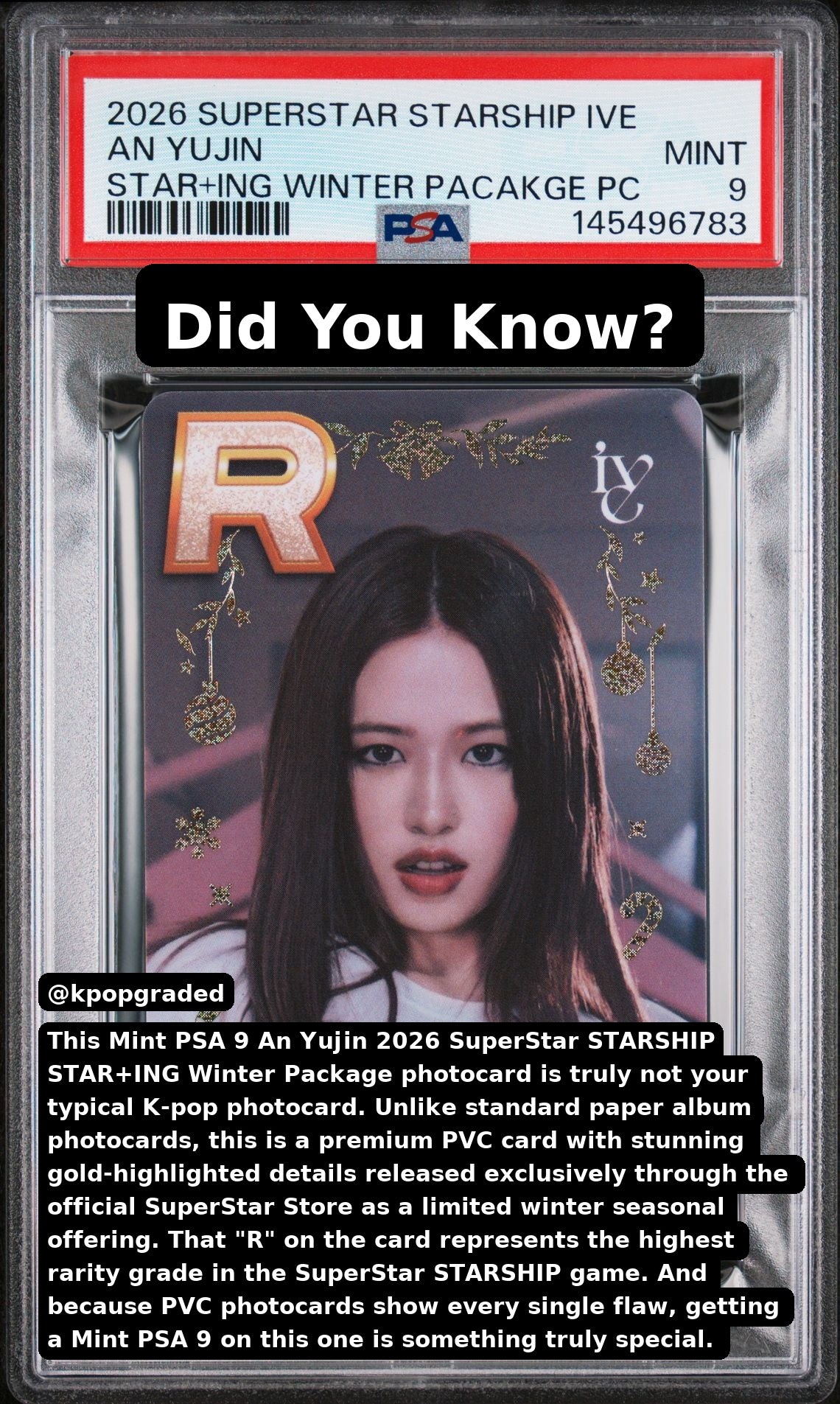 AN YUJIN 2026 SUPERSTAR STARSHIP IVE STAR+ING WINTER PACKAGE PHOTOCARD MINT PSA 9